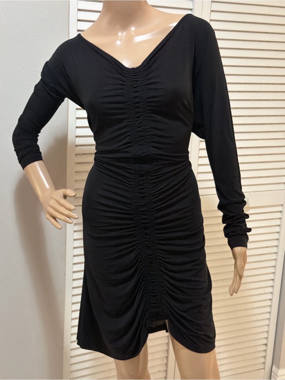 AllSaints Spitalfields Black Saranne stretch dress. Size 8